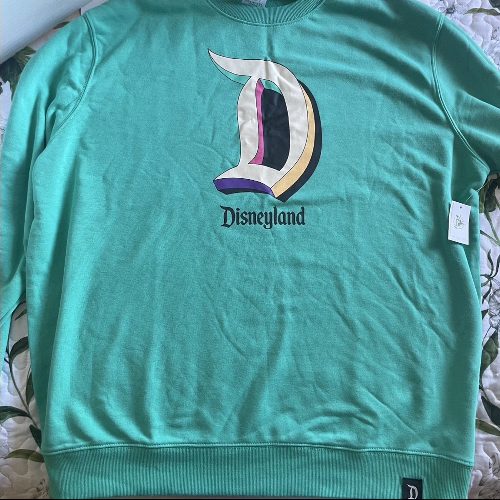 Disneyland Teal Crewneck Retro D Seeatshirt NWTs